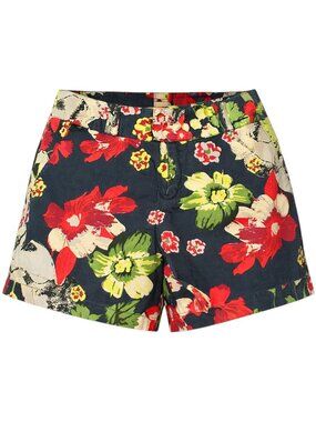 GO International Floral Chino Shorts Juniors Size 3 Navy Low Rise Cotton